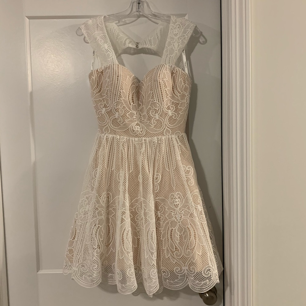 Short Mon Cheri Lace Dress
